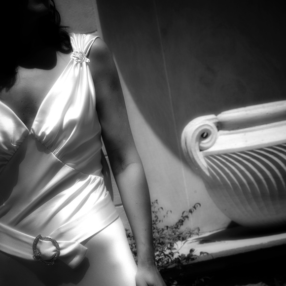 Celebrity Designer PaperBag Princess Custom 1940s Silk Champagne Wedding Dress! - Picture 4 of 13